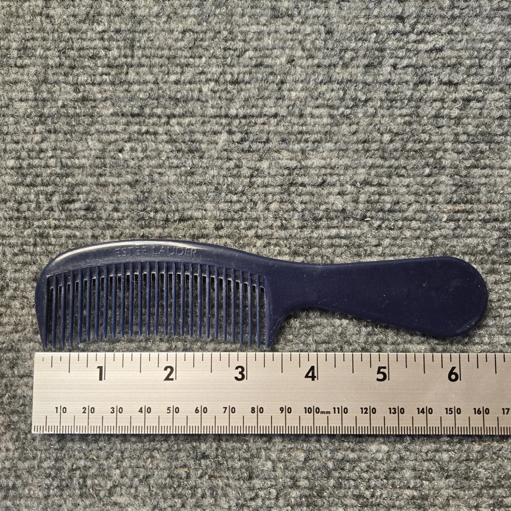 Vintage Estee Lauder Hair Comb Navy Blue Travel Purse Size‎ 6.5